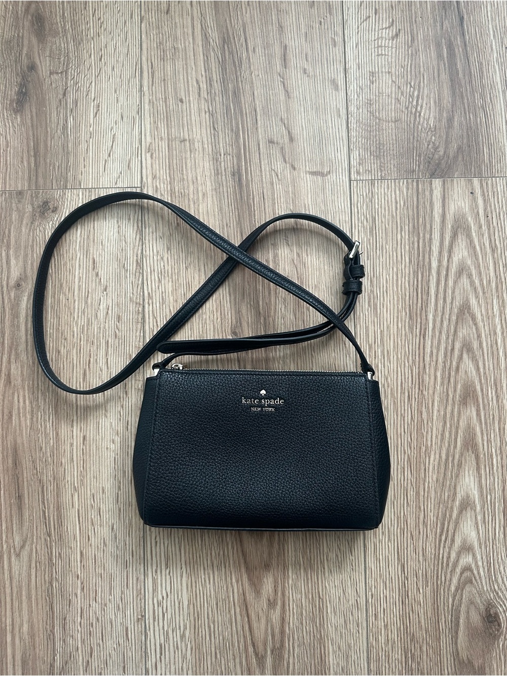 kate spade Black Pebbled Leather Mini Leila Crossbody Purse